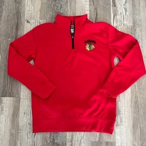 SIZE M | MENS | NHL Chicago Blackhawks Hockey 1/4 Zip Pullover | Red